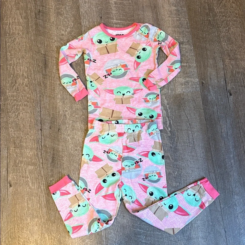 Star Wars Pink Baby Grogu Long Sleeve Pajama Set size 4T